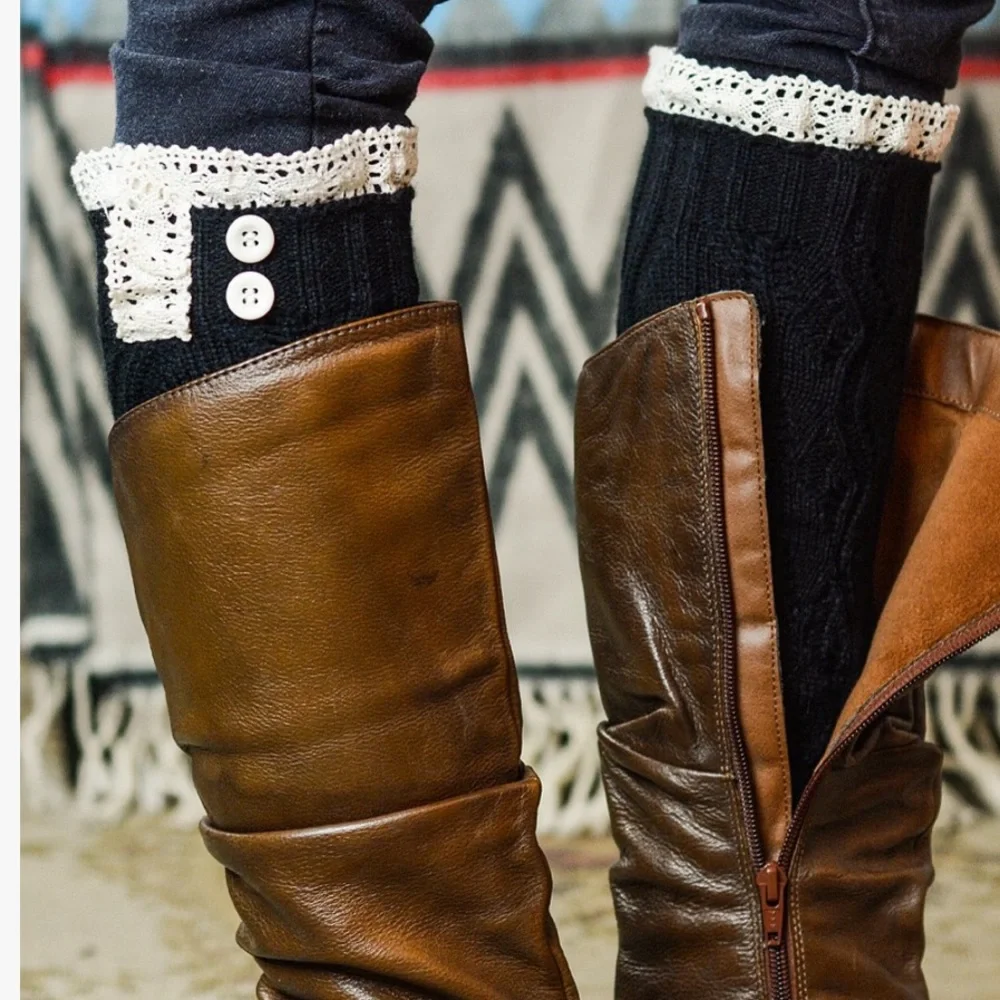 Black Lace-Trim Boot Tops